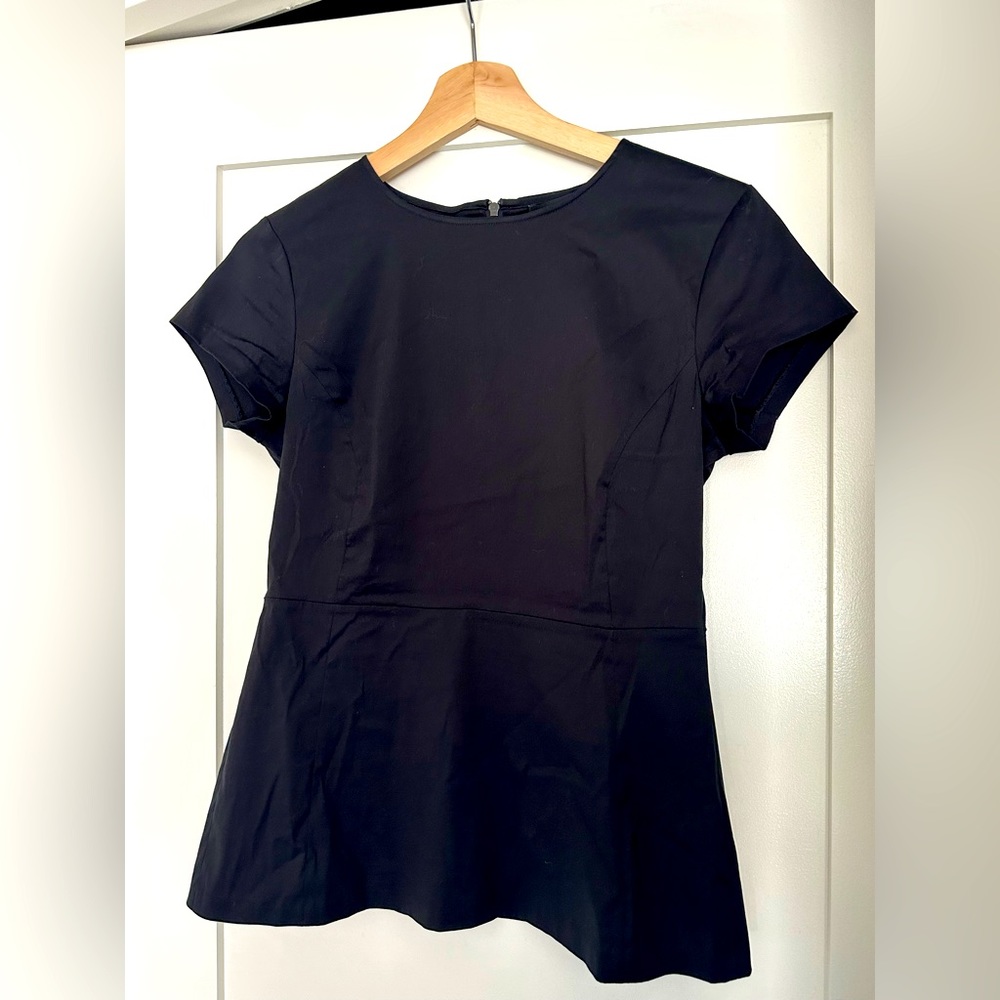 Theory Black Peplum Zipper Top